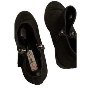 Blondo Ibiza Waterproof Black Suede Leather 2-Zip Ankle Booties Womens Size 6.5M